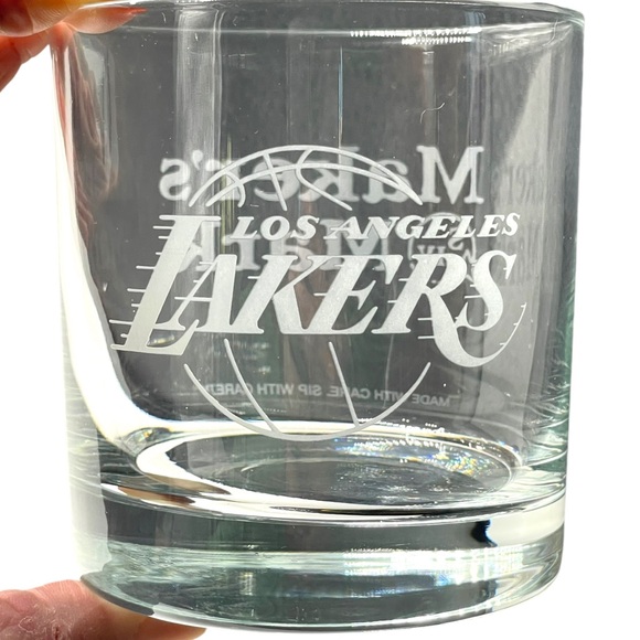 Los Angeles Lakers Maker's Mark Bourbon Whiskey Lowball Rocks Glass Set of 2 NBA - Picture 8 of 10